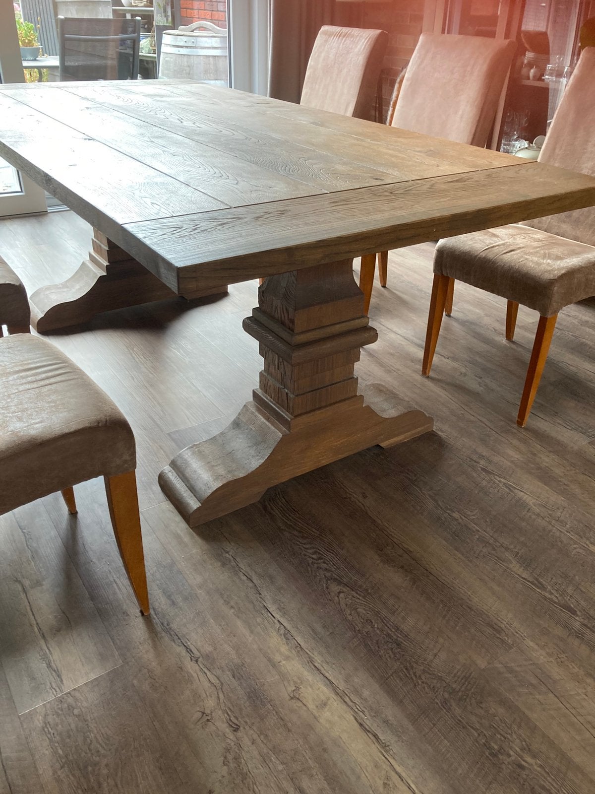 Massief eiken kloostertafel!, Ophalen, 200 cm of meer, 50 tot 100 cm, Zo goed als nieuw