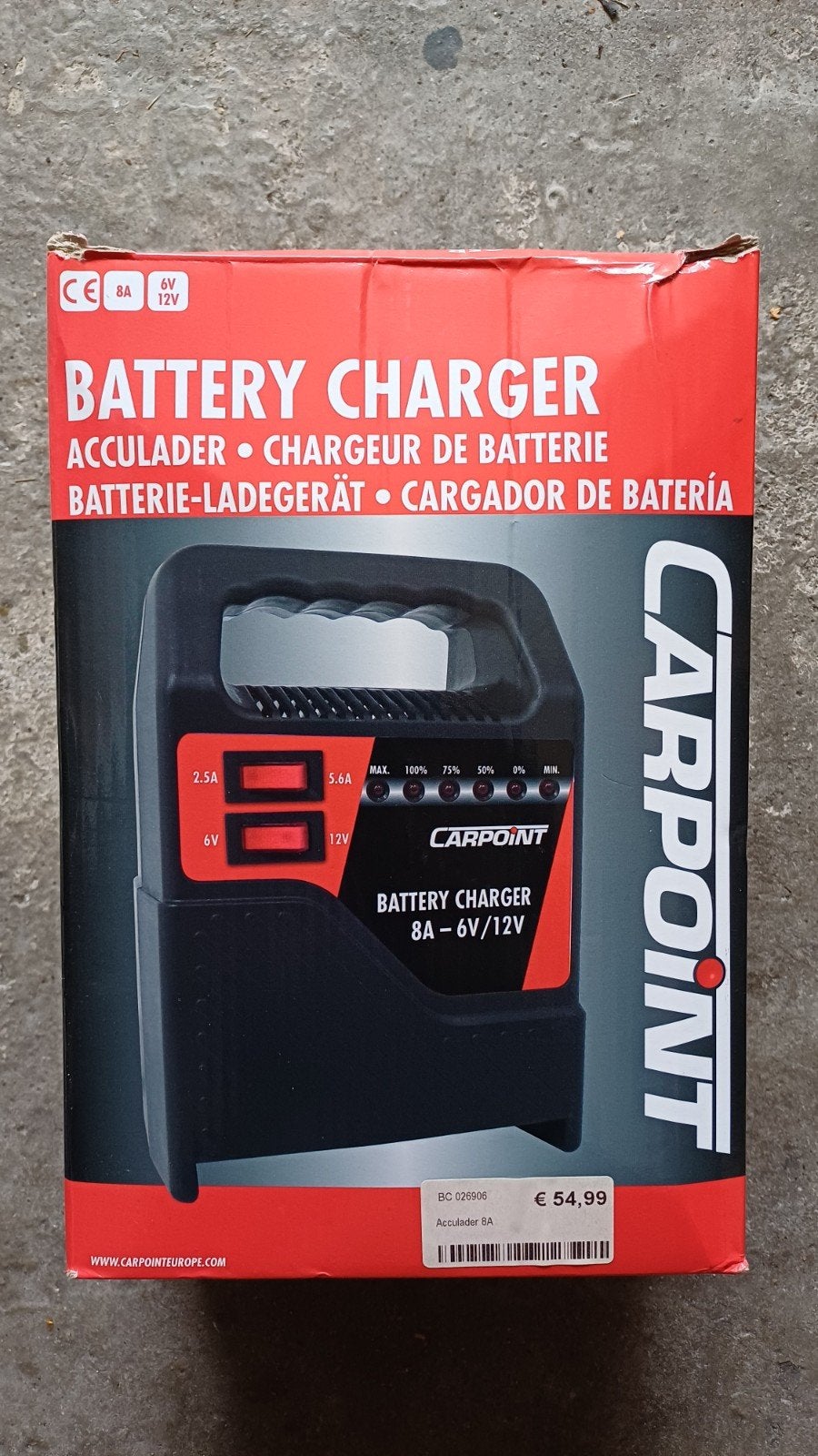 Carpoint acculader 8A 6V/12V batterij lader, Ophalen of Verzenden, Nieuw