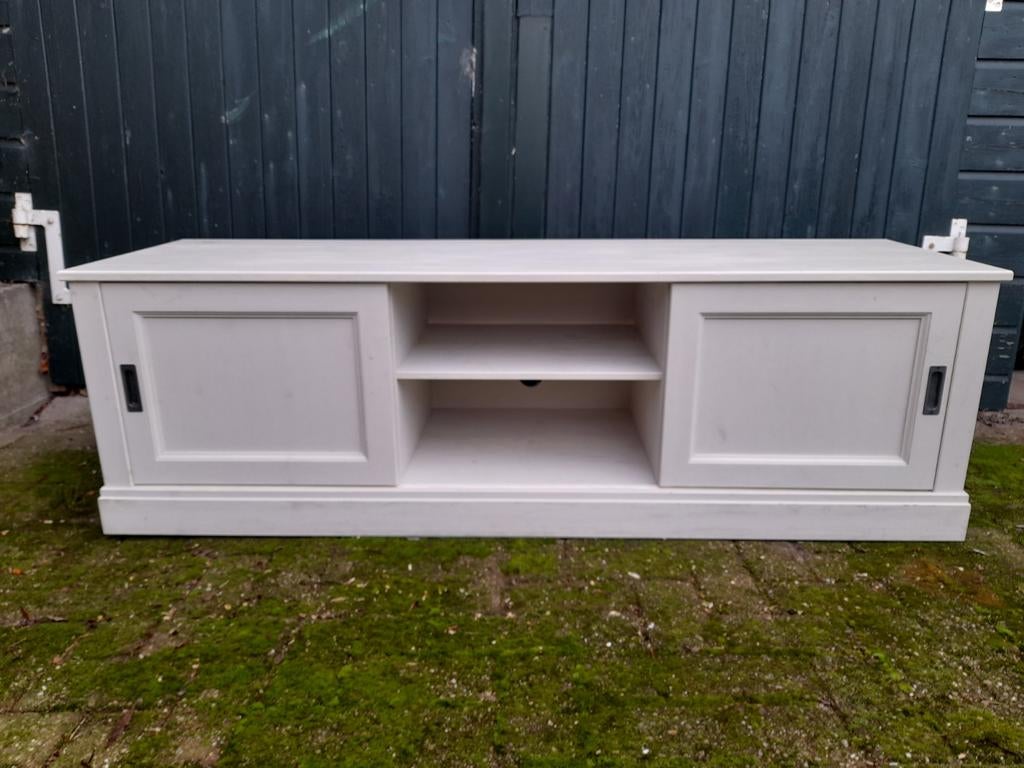 Landelijk tv meubel/kast met schuifdeuren, Ophalen, 25 tot 50 cm