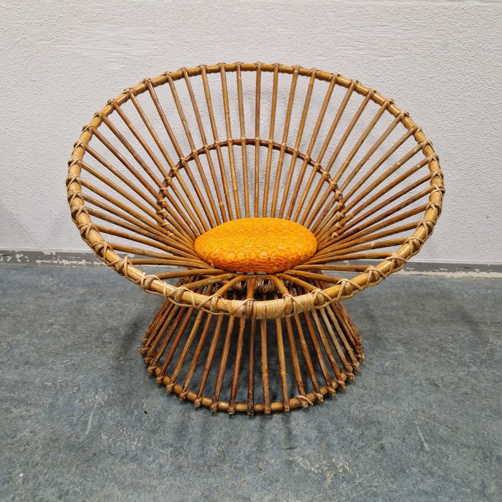 vintage bamboe stoel fauteuil jaren 70 classic, Vintage design retro, Gebruikt, Bruin, Riet of Rotan