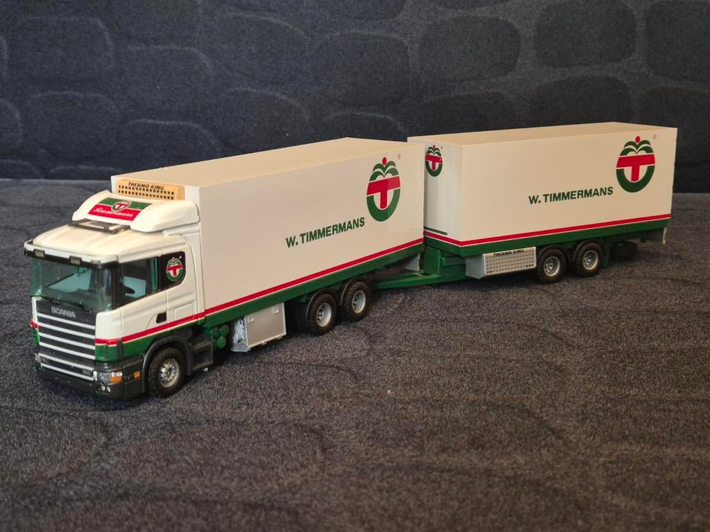 Tekno | Scania 124L | W. Timmermans, Hobby en Vrije tijd, Modelauto's | 1:50, Ophalen of Verzenden, Zo goed als nieuw, Bus of Vrachtwagen