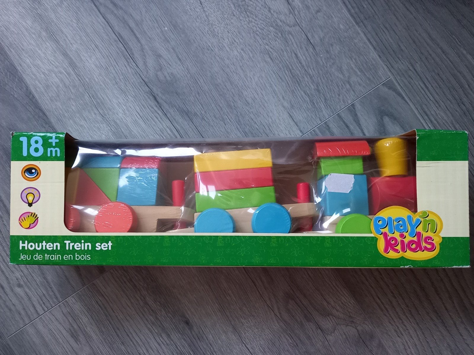 Houten trein set, nieuw in verpakking!, Kinderen en Baby's, Speelgoed | Houten speelgoed, Ophalen, Nieuw