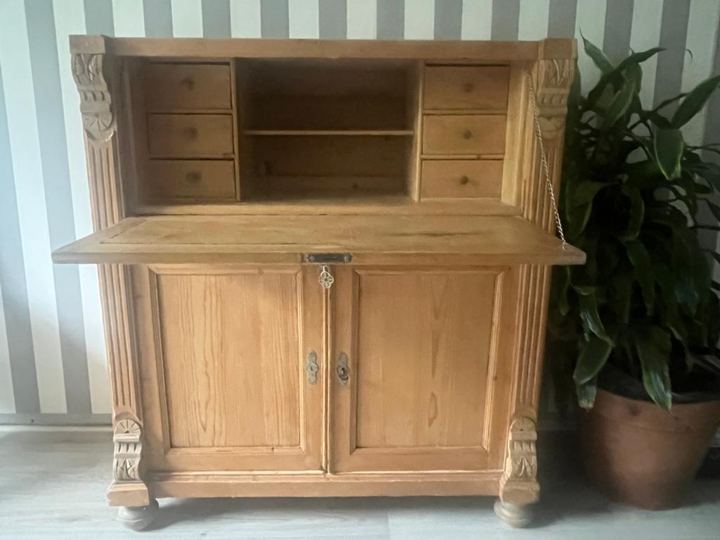 Antiek grenen hollandse secretaire, Ophalen, Gebruikt