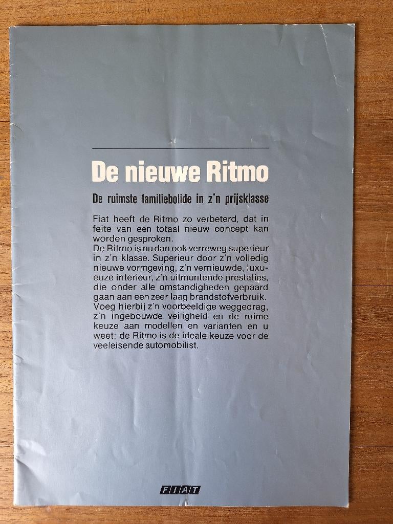 Fiat Ritmo brochure folder uit 1978, Ophalen of Verzenden, Gelezen, Overige merken