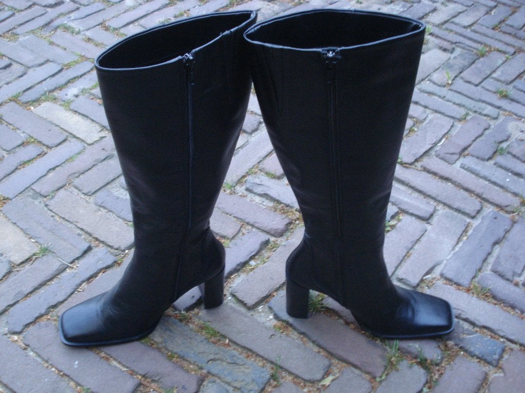 BLOKHAKLAARZEN 38 ZWART NU GRATIS VERZENDING PER POST, Hoge laarzen, Vintage Dressing 38, Verzenden, Zwart