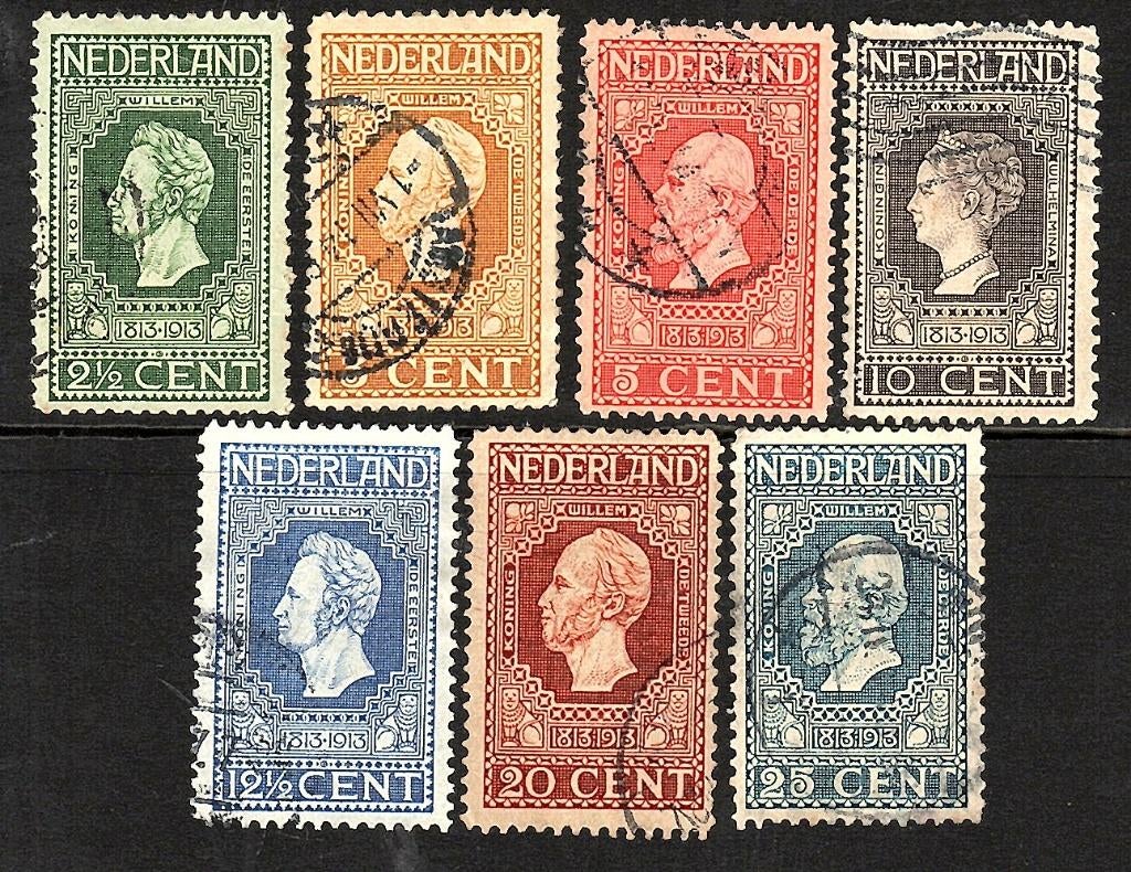 700 nvph 90-96 jubileumzegels 1913 gebruikt zie scan., Postzegels en Munten, Postzegels | Nederland, Ophalen of Verzenden, T/m 1940