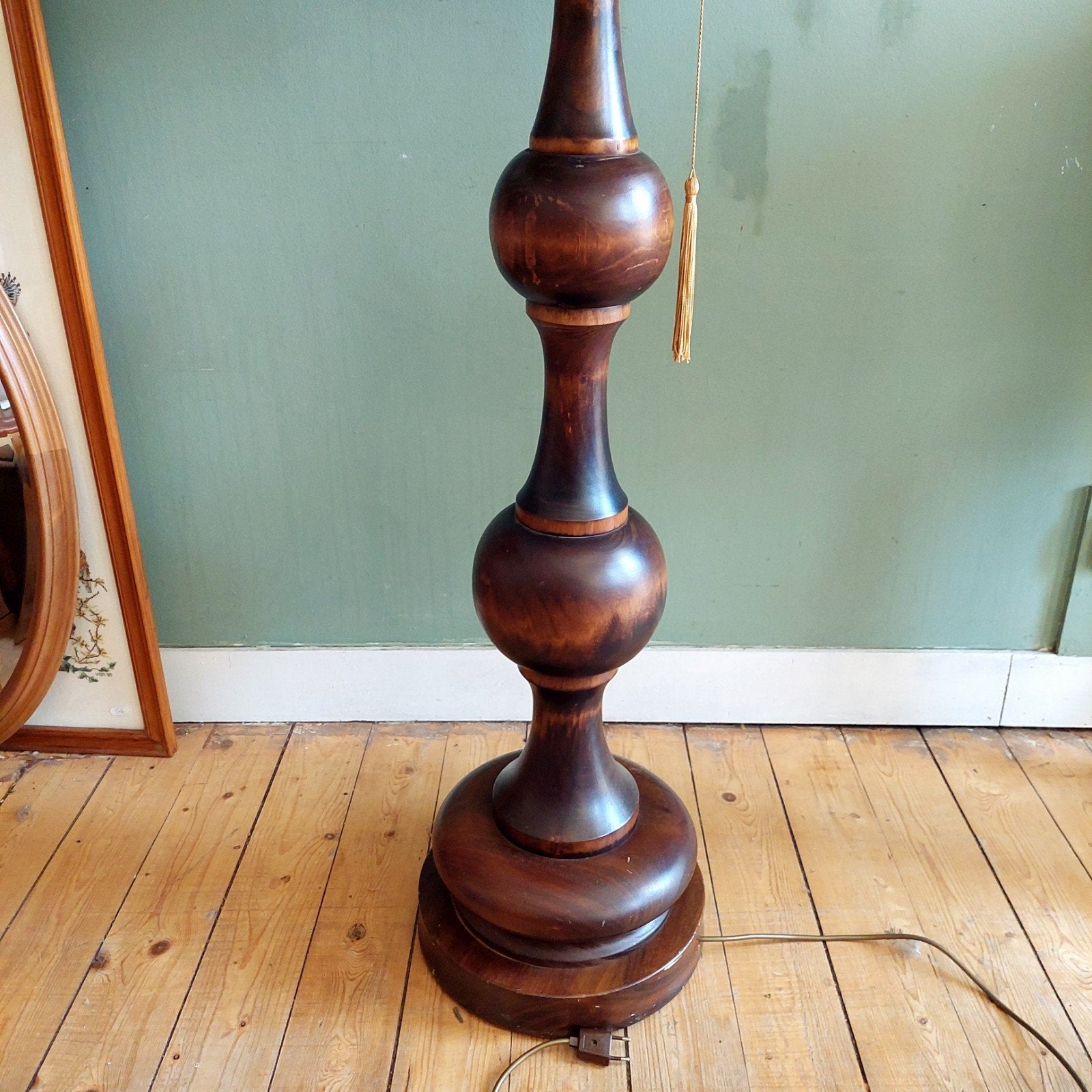 Vintage Houten Balusterlamp Aura Peeperkorn stijl vloerlamp, Ophalen