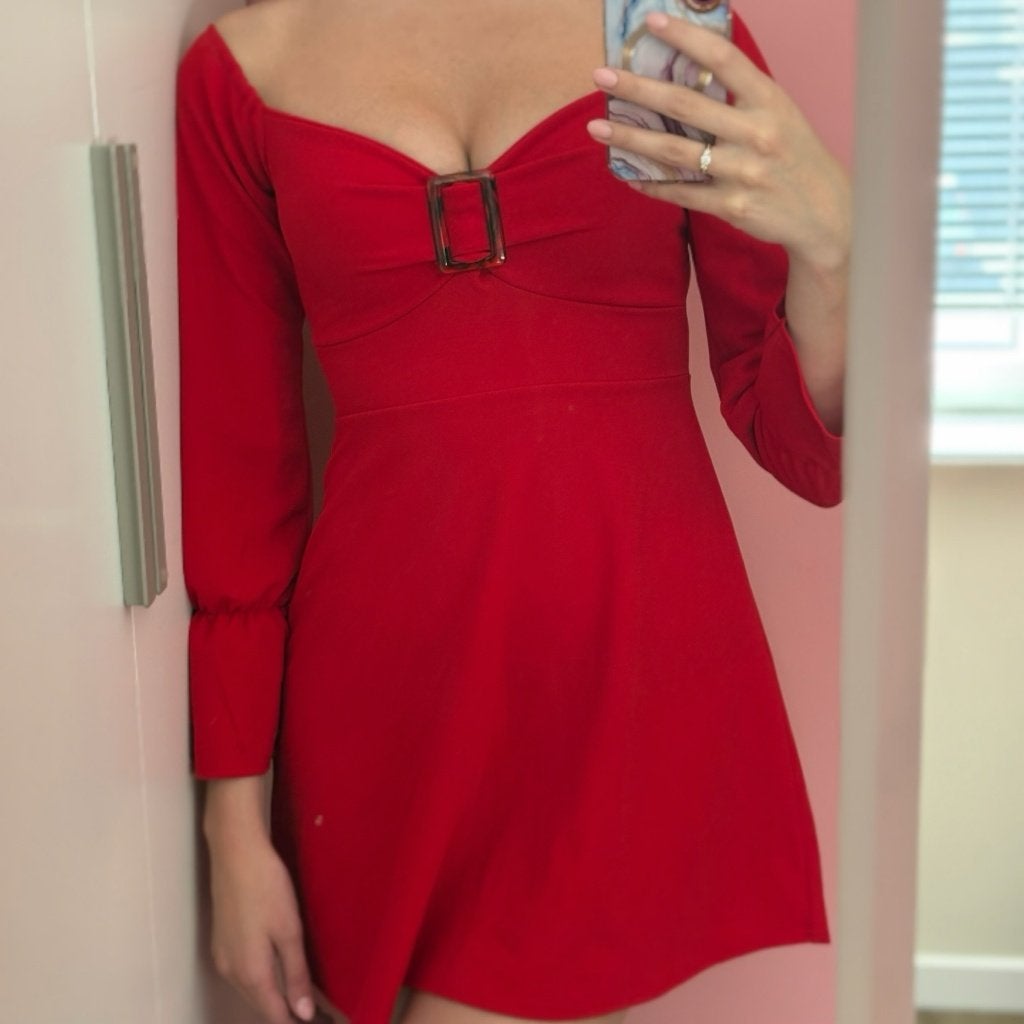 Rood jurkje, Verzenden, Boohoo, Nieuw, Maat 36 (S)