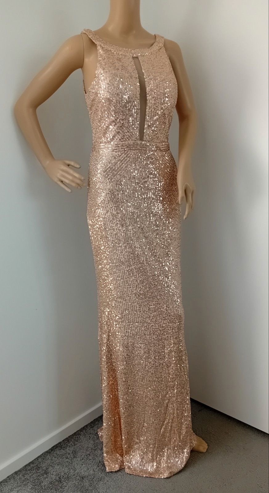 Glinsterende Roze Gouden Galajurk met Pailletten, Maat 38/40 (M), Ophalen of Verzenden, Zo goed als nieuw, Roze