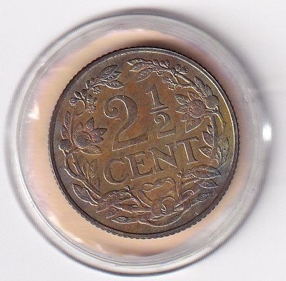 2 1/2 Cent 1941 ruim Zeer Fraai met Diverse Muntkleuren, Verzenden, Zilver, Overige waardes, Koningin Wilhelmina