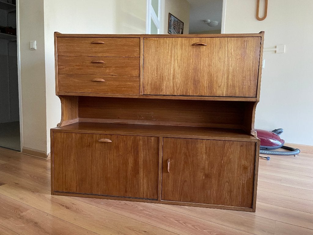 Vintage wandkast jaren 60, Huis en Inrichting, Ophalen, Gebruikt, 150 tot 200 cm, Teakhout
