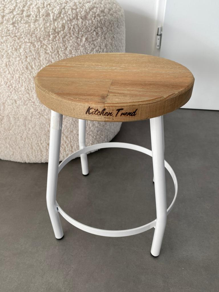 Kitchen Trend krukje wit met hout, Ophalen, Zo goed als nieuw, Hout