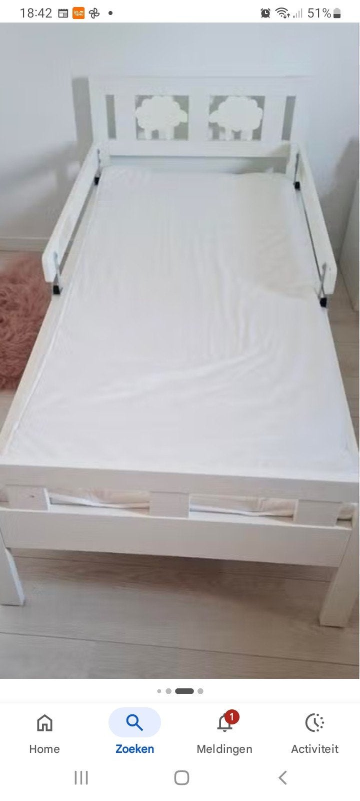 Ikea kritter wit peuterbed met matras en lattenbodem, Kinderen en Baby's, Kinderkamer | Bedden, Gebruikt, 70 tot 85 cm, 160 tot 180 cm