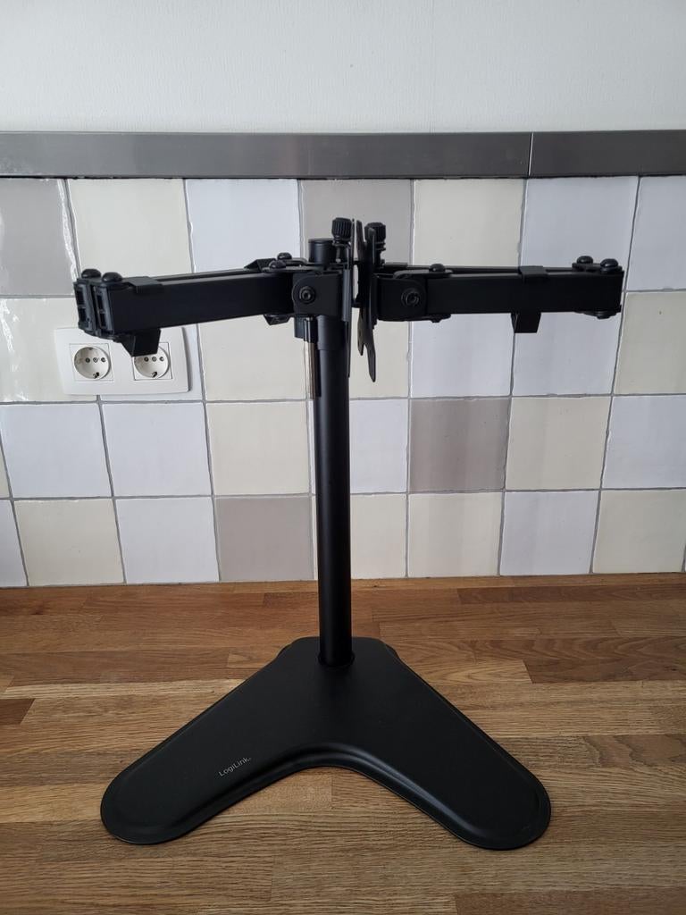 LogiLink Dual Dubbelen Monitor Standaard - Zwart, Computers en Software, Monitoren, IPS, In hoogte verstelbaar, 60 Hz of minder
