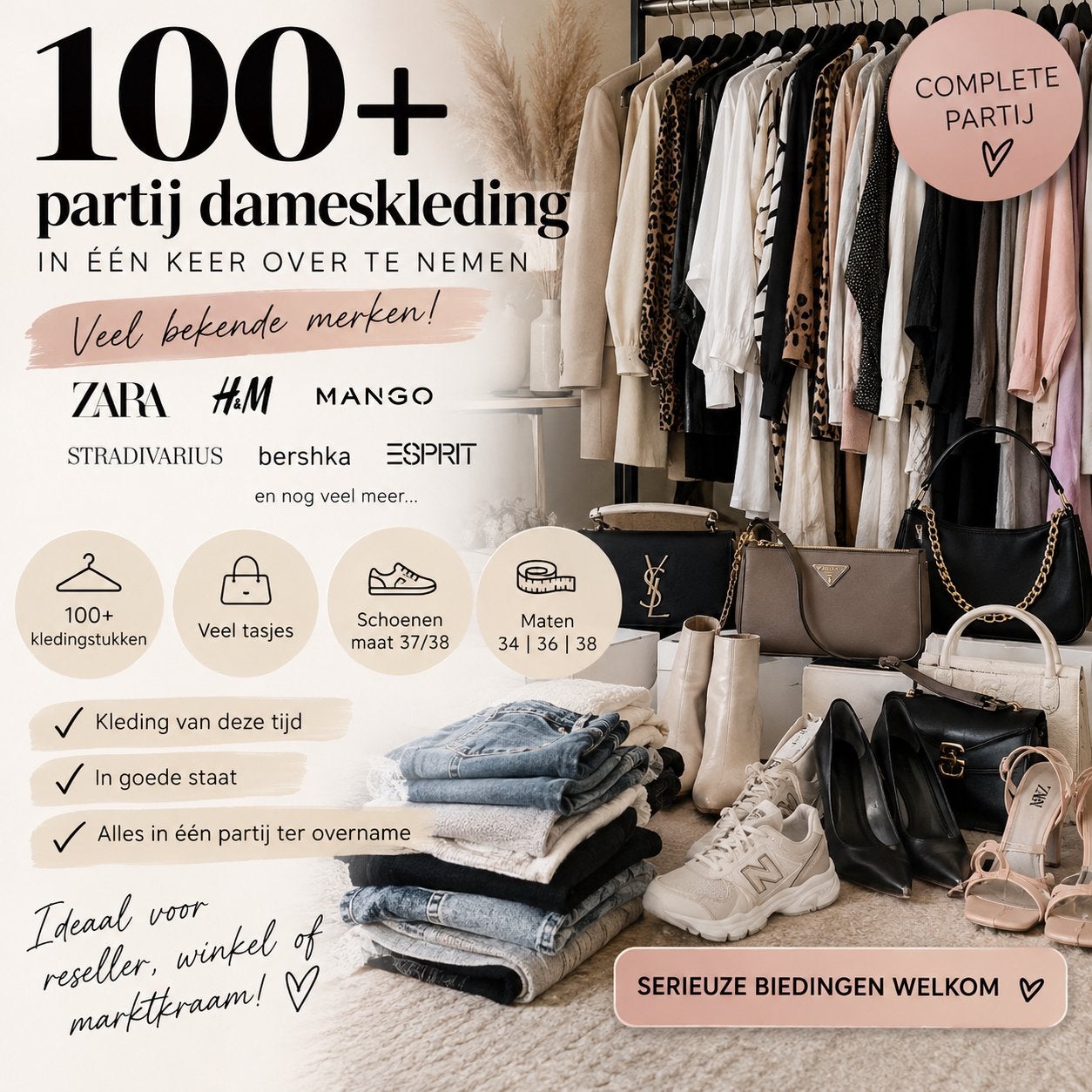 Opkoper koper kledingpakket dames 34 36 38 zara h&m & meer, Ophalen of Verzenden, Zo goed als nieuw, Maat 38/40 (M)