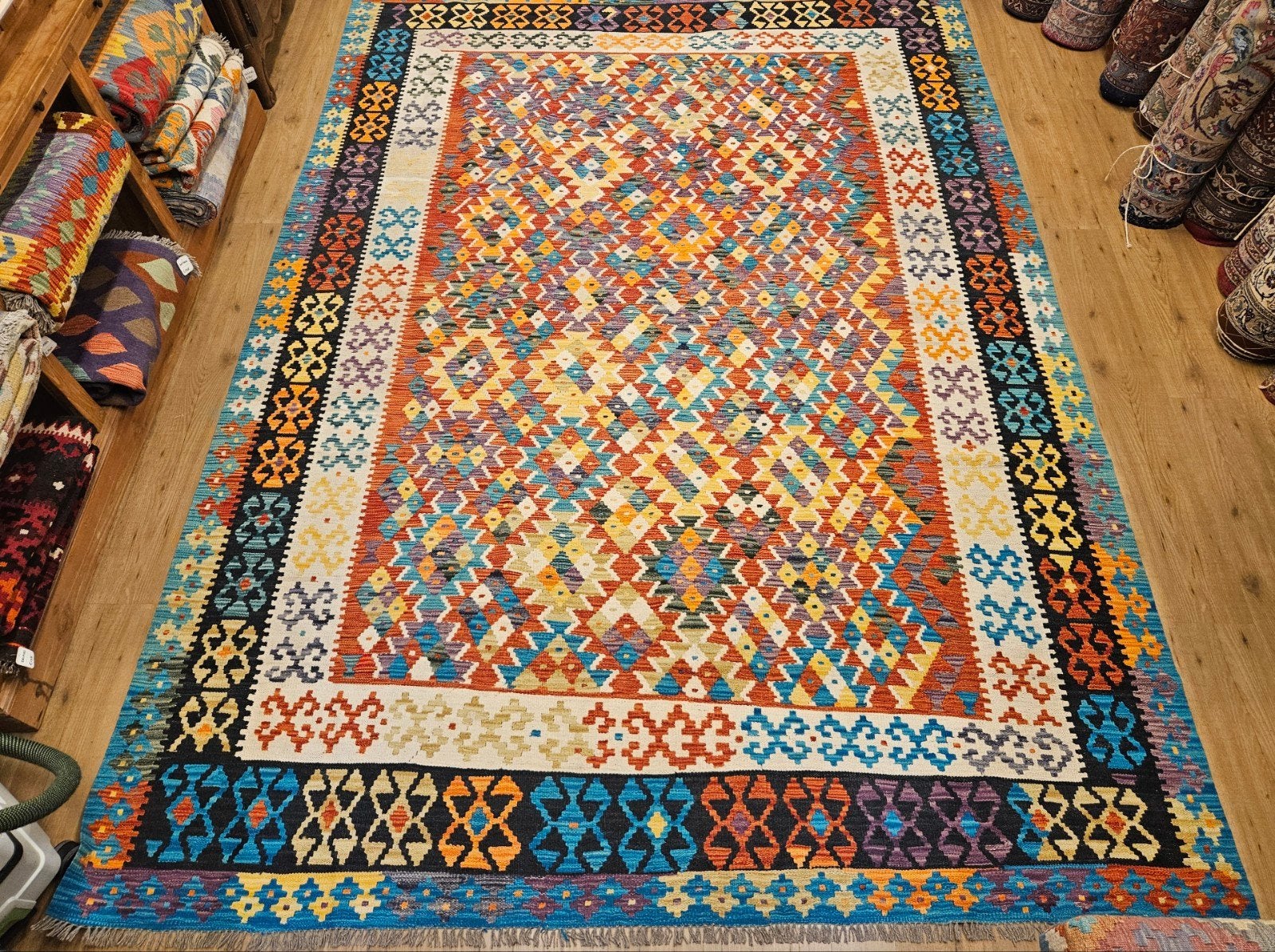 Handgeweven oosterse wollen kelim 355x256, Info@SlatsAntiek.nl, Crème, Vof Slats Antiek, Ophalen of Verzenden
