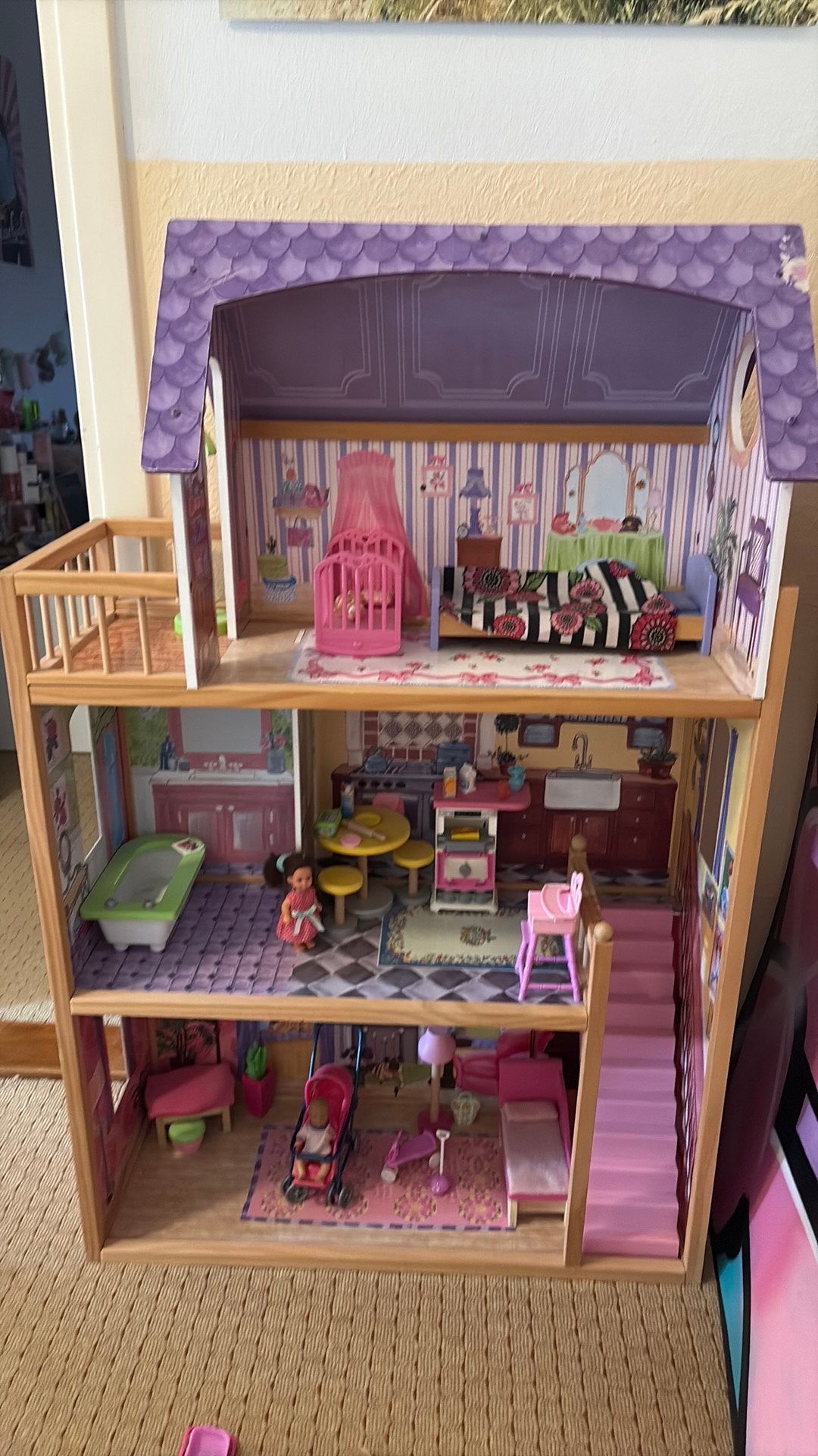 Groot barbie huis met veel barbie spullen!, Ophalen, Gebruikt, Poppenhuis