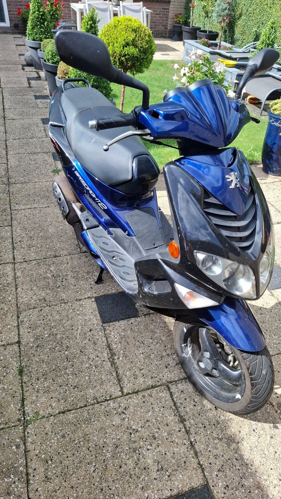 peugeot speedfight 2 snor scooter blauw zwart, Fietsen en Brommers, Ophalen, Gebruikt, Benzine, Speedfight