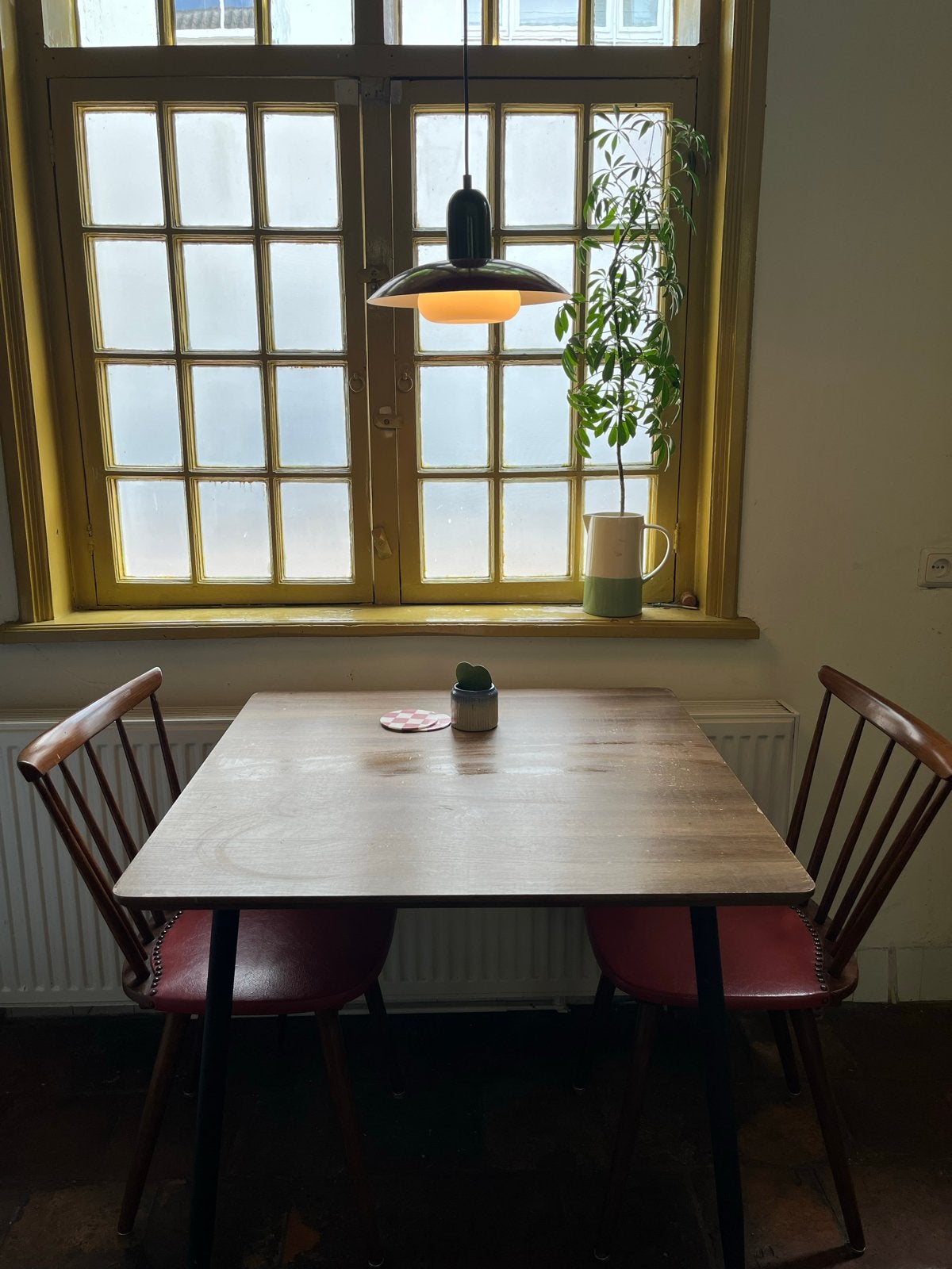 Mooie vintage tafel 80x80cm, Ophalen, Gebruikt, 50 tot 100 cm, Midcentury modern
