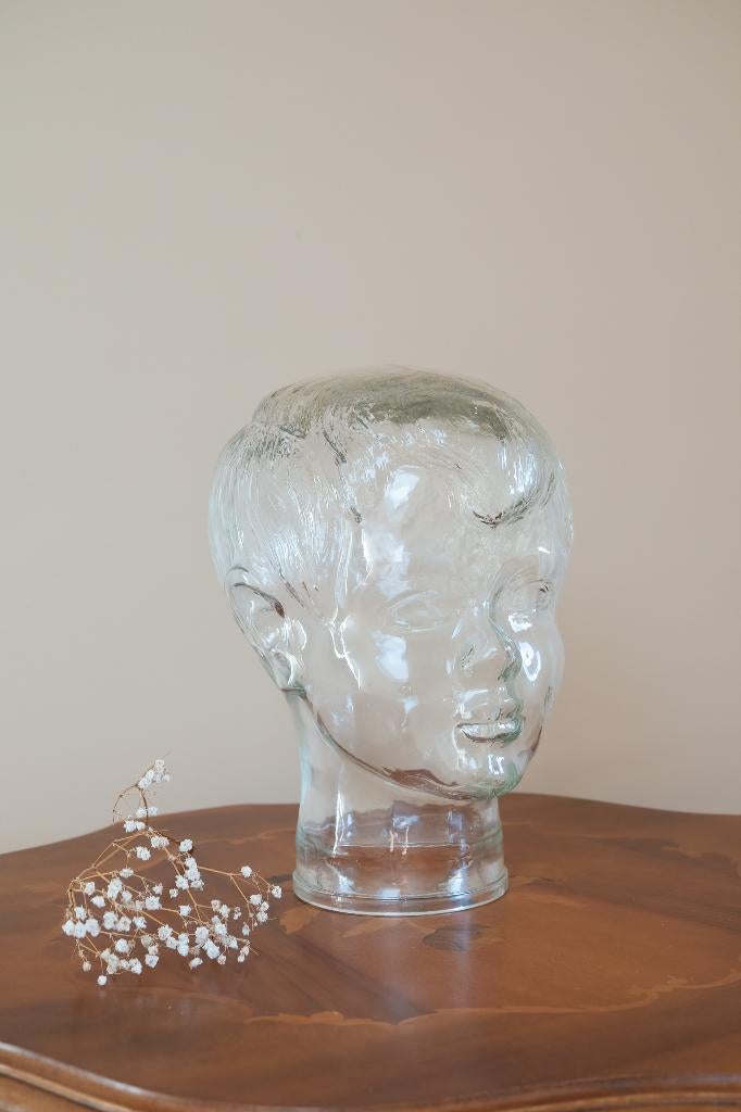 Vintage glazen hoofd jongen, Ophalen of Verzenden