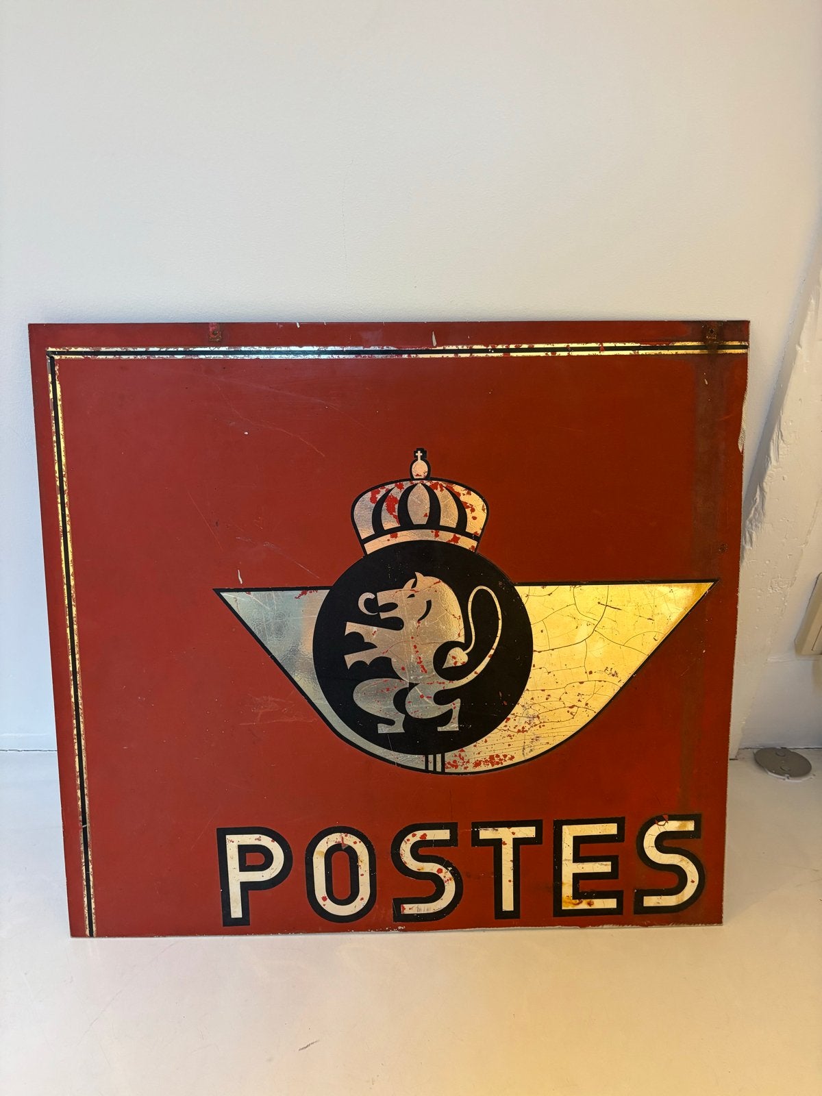 Vintage metalen bord Postes - 57x50cm, Ophalen