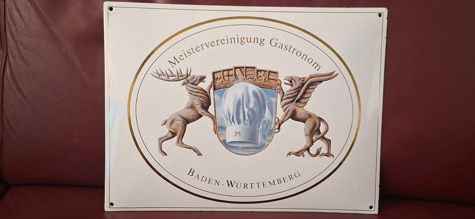 Emaille reclamebord "Meistervereinigung Gastronom", Ophalen of Verzenden