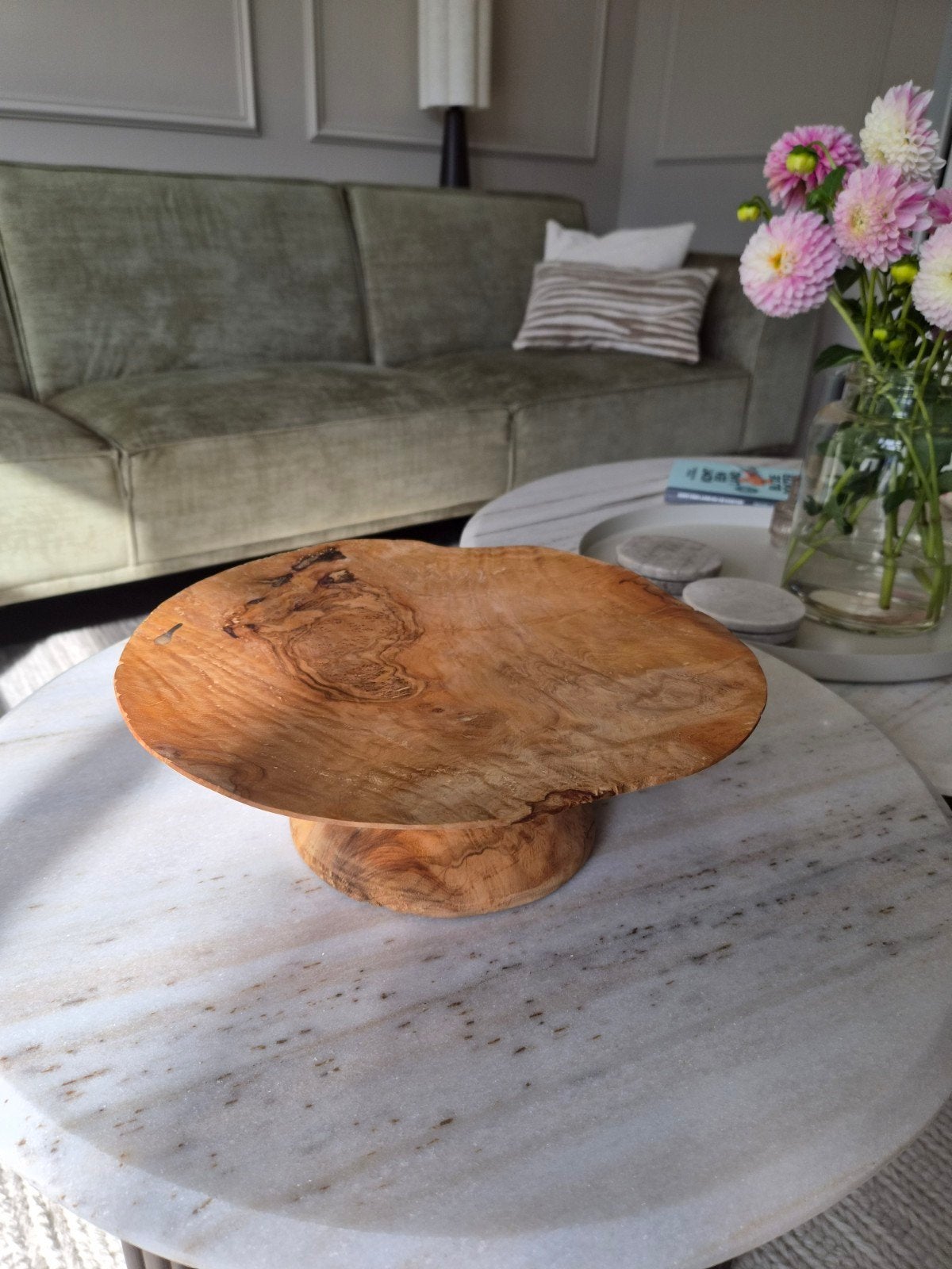 Nieuwe olijfhouten taartschaal, Huis en Inrichting, Ophalen of Verzenden, Nieuw, Hout, Bruin