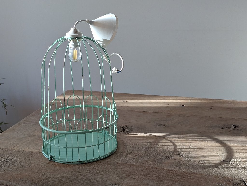 Vogelkooi slaapkamerlamp kinderkamer, Huis en Inrichting, Ophalen of Verzenden, Gebruikt, Metaal, E27 (groot)