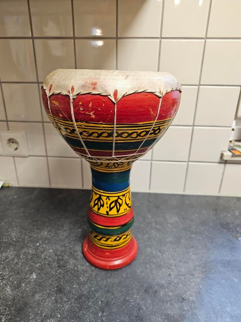 Kleurrijke handgemaakte trommel - Afrikaanse stijl, Ophalen of Verzenden, Gebruikt, Trommel