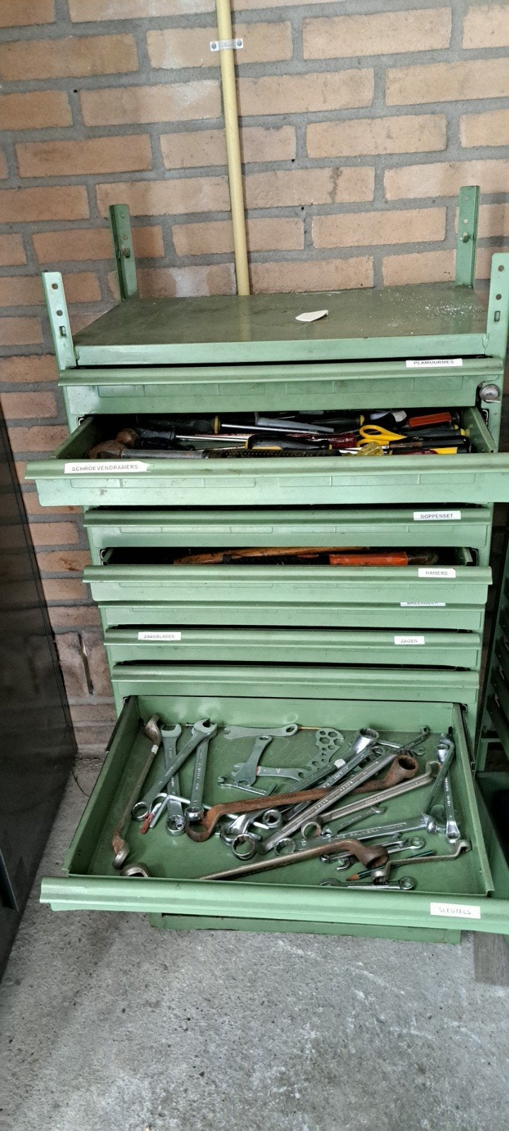 Robuuste metalen gereedschapskast met laden, Ophalen, Gebruikt