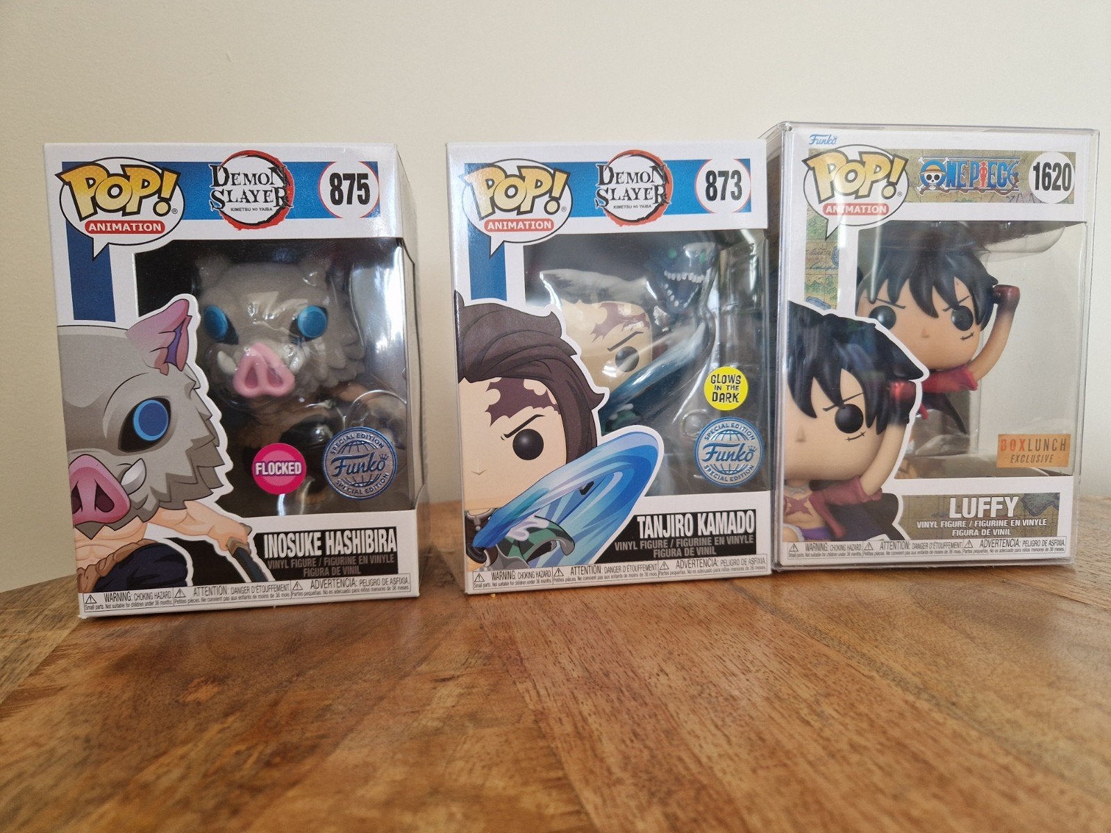 Funko Pop! Demon Slayer Inosuke, Tanjiro & One Piece Luffy, Verzamelen, Ophalen of Verzenden, Nieuw