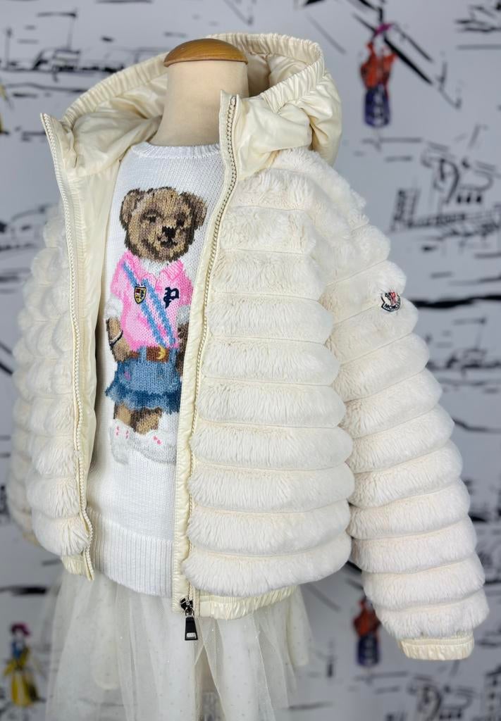 Moncler teddy donsjas jas meisje maat 8, Kinderen en Baby's, Kinderkleding | Maat 128, Zo goed als nieuw, Meisje, Jas, Ophalen of Verzenden