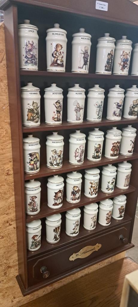 M.J. Hummel Kruidenrek met 30 Porseleinen Potjes, Antiek en Kunst, Ophalen of Verzenden