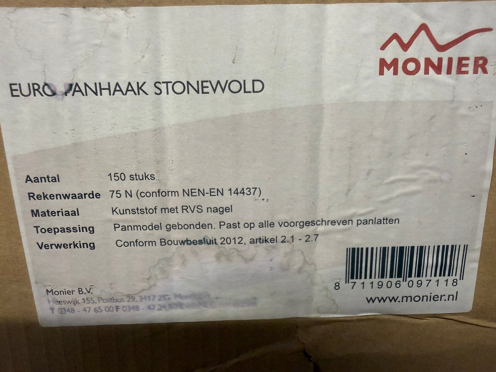 Euro panhaak stonewold monier, Ophalen, Zo goed als nieuw, Overige typen