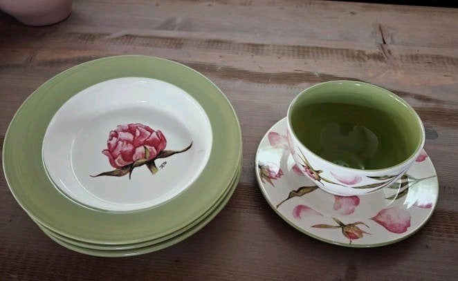 Jet by ter Steege servies met pioenroos design, Huis en Inrichting, Gebruikt, Keramiek, Landelijk/Boerenbont, Ophalen of Verzenden