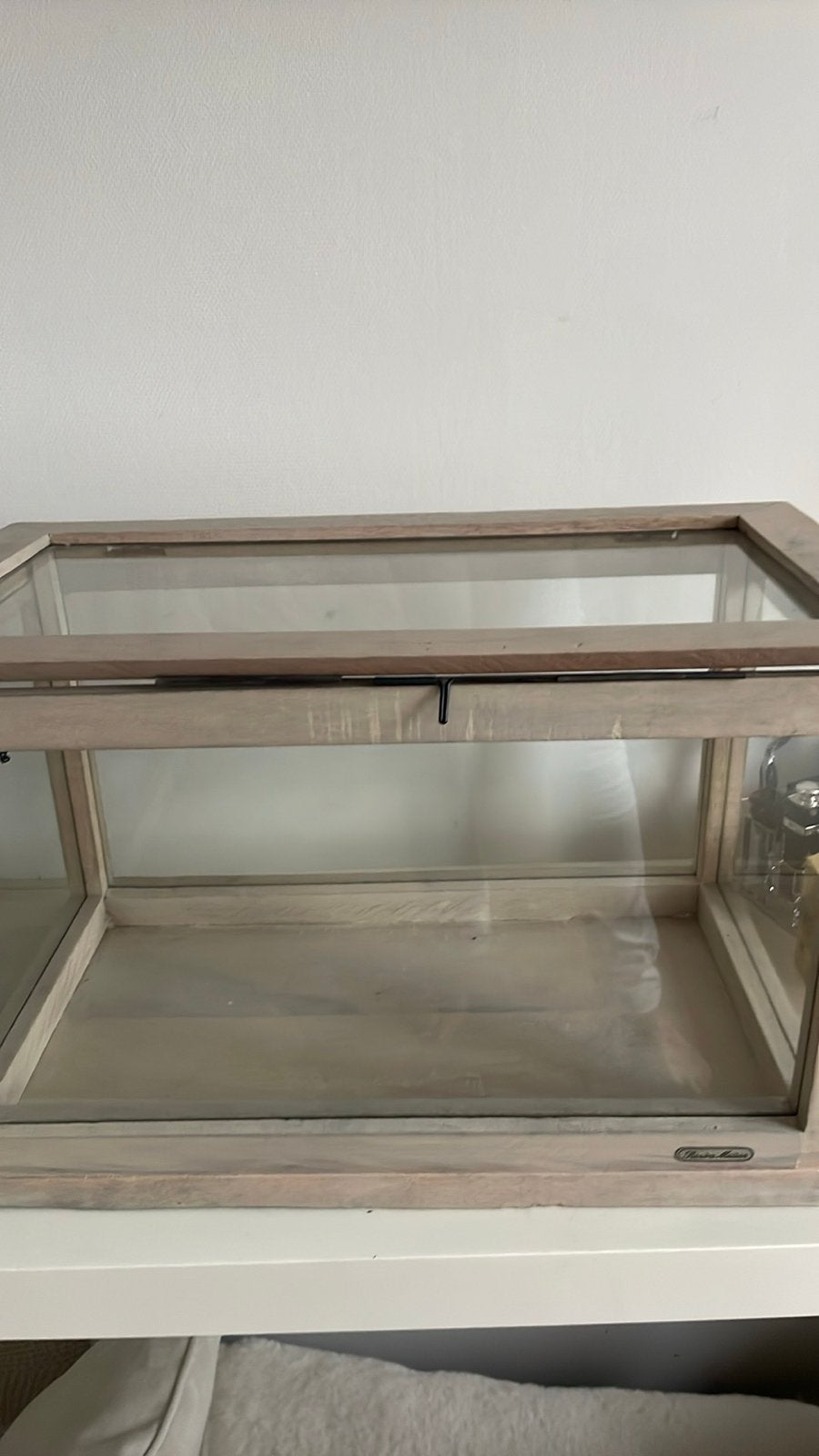 Riviera Maison vitrinekastje, Huis en Inrichting, Woonaccessoires | Overige, Ophalen, Hout, Gebruikt, Beige