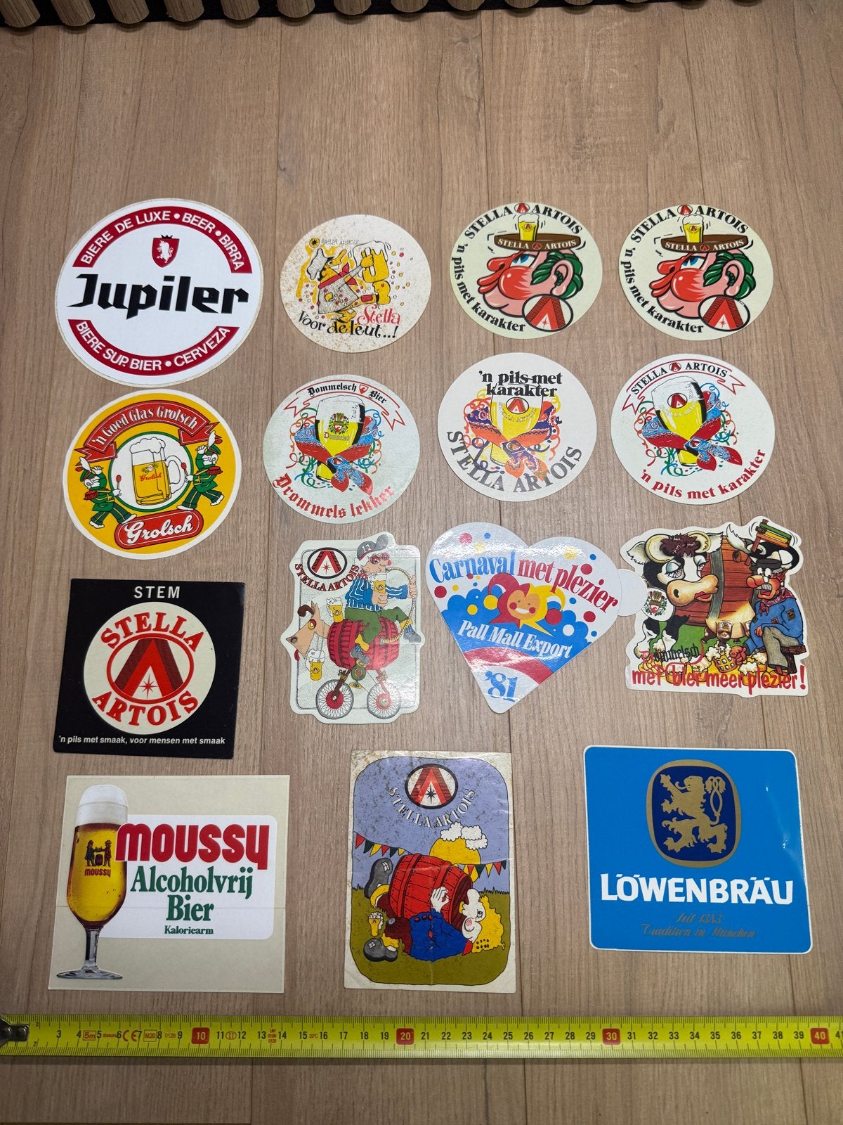 Vintage bier stickers - Jupiler, Grolsch, Stella Artois, Ophalen of Verzenden, Gebruikt, Merk