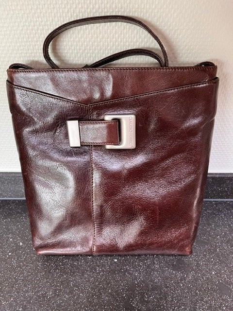 CLAUDIO FERRICI  lederen crossbody-schoudertas, Ophalen of Verzenden, Zo goed als nieuw, Bruin, Handtas