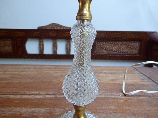 Vintage persglazen met messing lamp, Antiek en Kunst, Ophalen of Verzenden