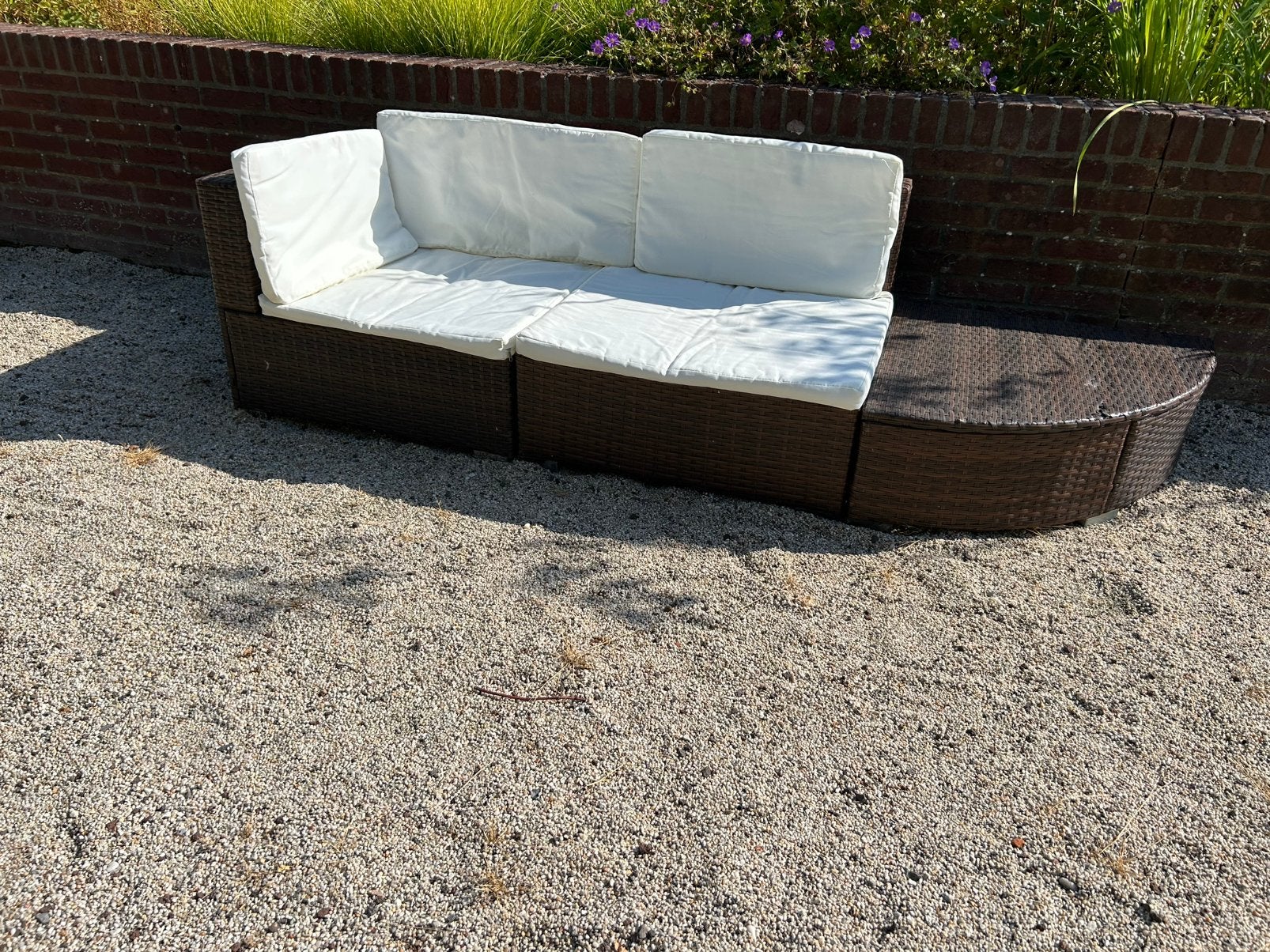 Loungeset voor de tuin, Gebruikt, Rotan, Loungeset, Bank