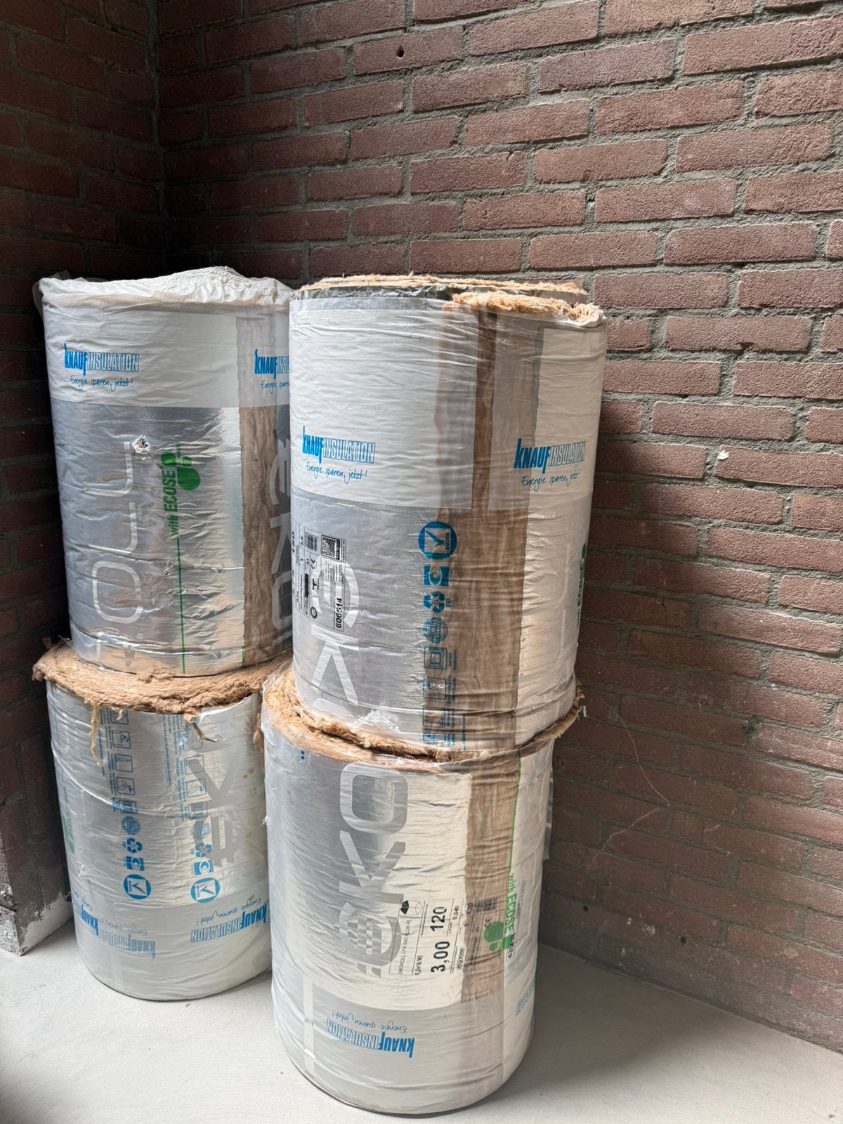 4x Knauf Insulation Ekoroll, 12 cm of meer, Nieuw, 15 m² of meer, Glaswol