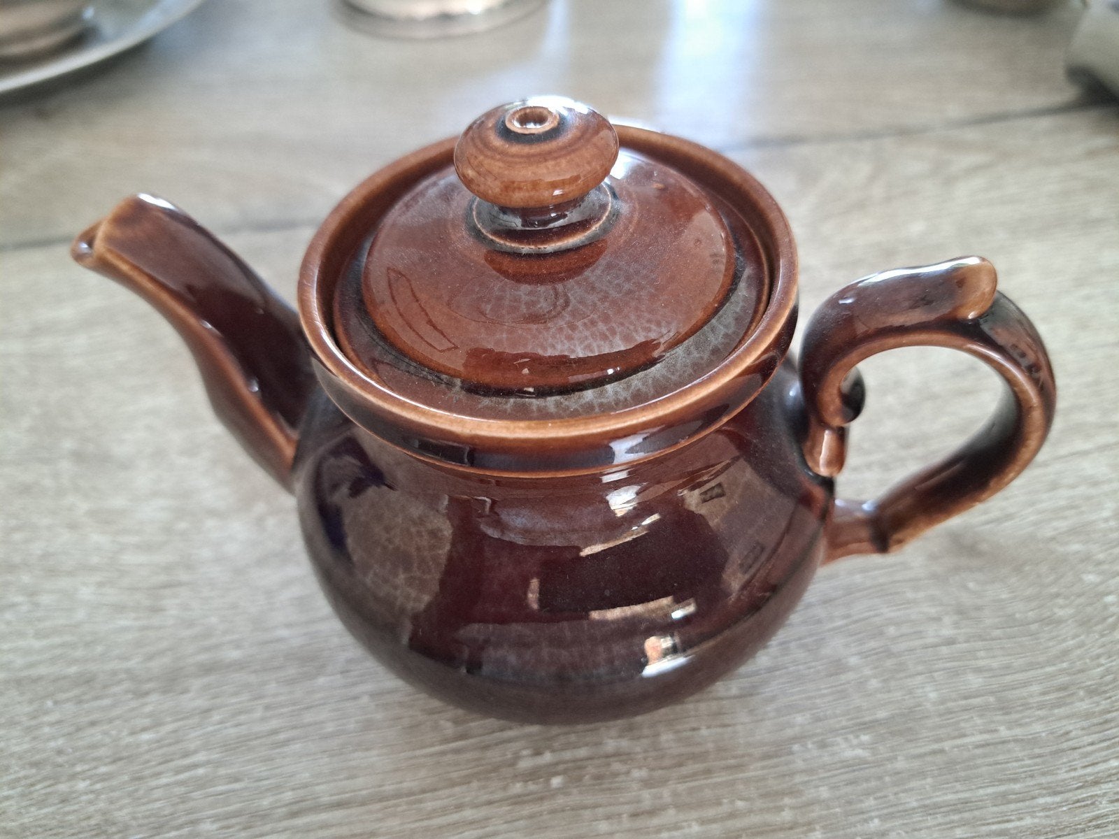Vintage bruin theepotje, Ophalen of Verzenden