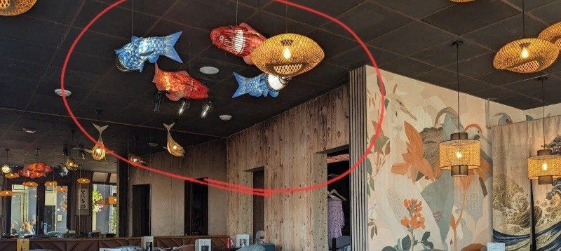 Design hanglampen vis, Huis en Inrichting, Ophalen, Natuurlijk materiaal, Japans, E27 (groot)