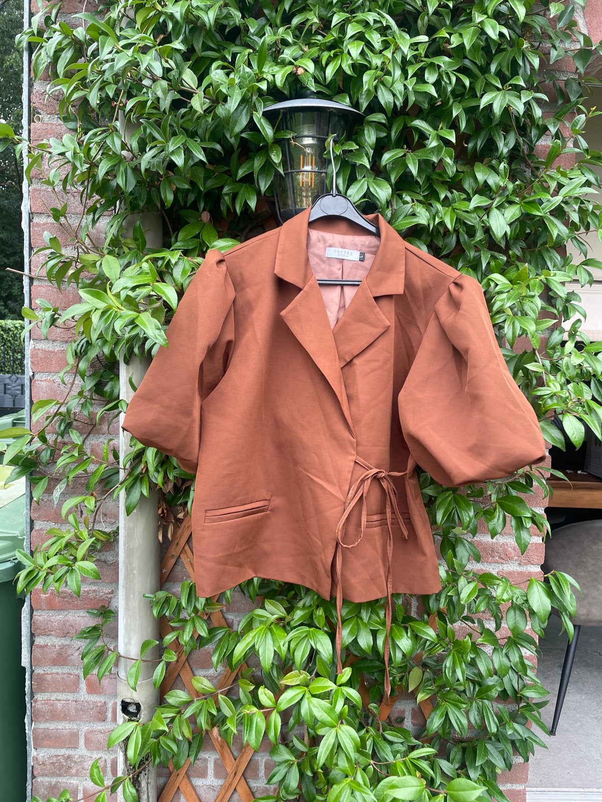 Mooi, elegant, z.g.a.n. bruin jasje met pofmouwen, Ophalen of Verzenden, Zo goed als nieuw, Bruin, Jasje