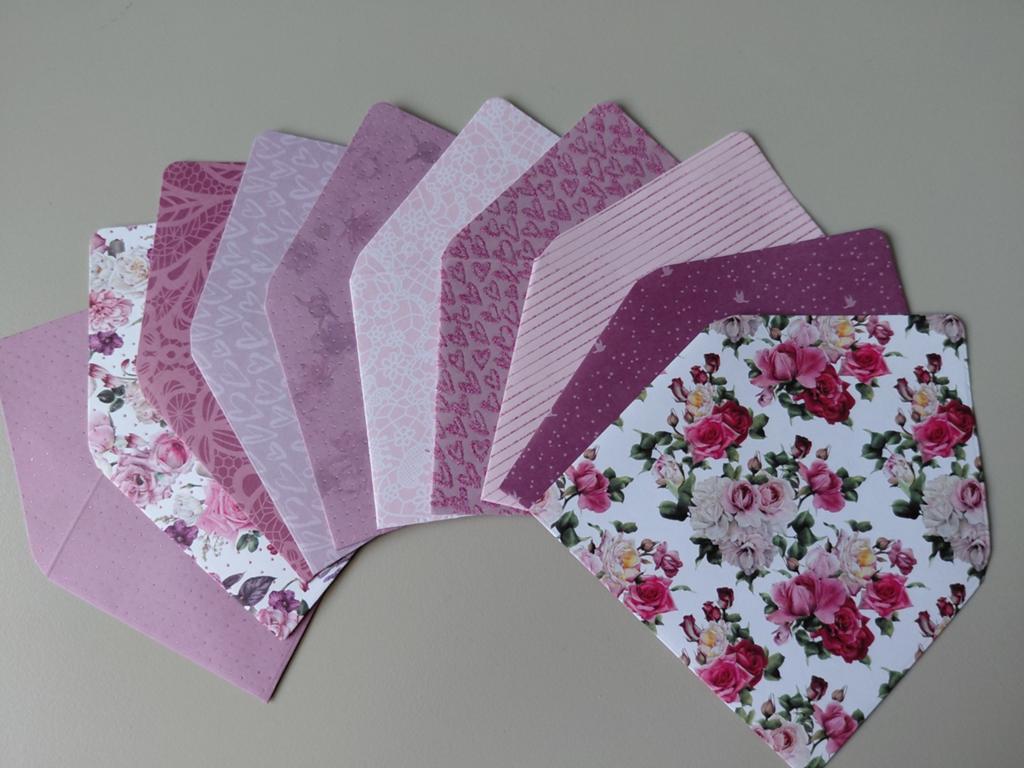 10 Enveloppen / Pocketfolds Roze Bloemenprint – 11 x 8 cm, Ophalen of Verzenden, Nieuw