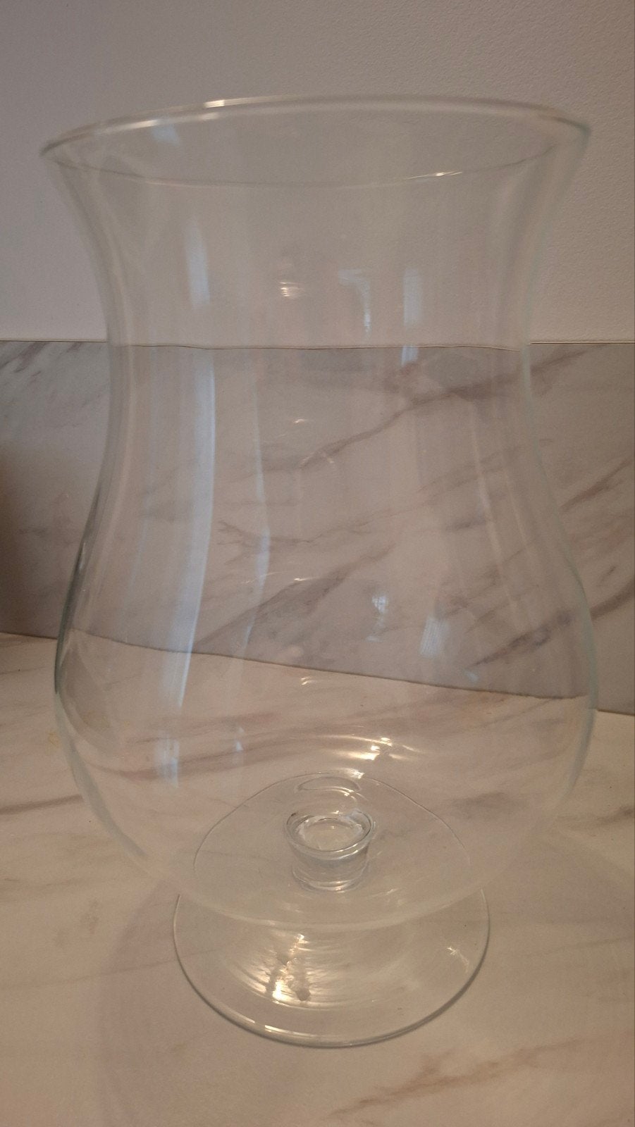 Glazen vaas/windlicht met voet - 33 cm hoog, Ophalen, Zo goed als nieuw, Glas, 33 cm