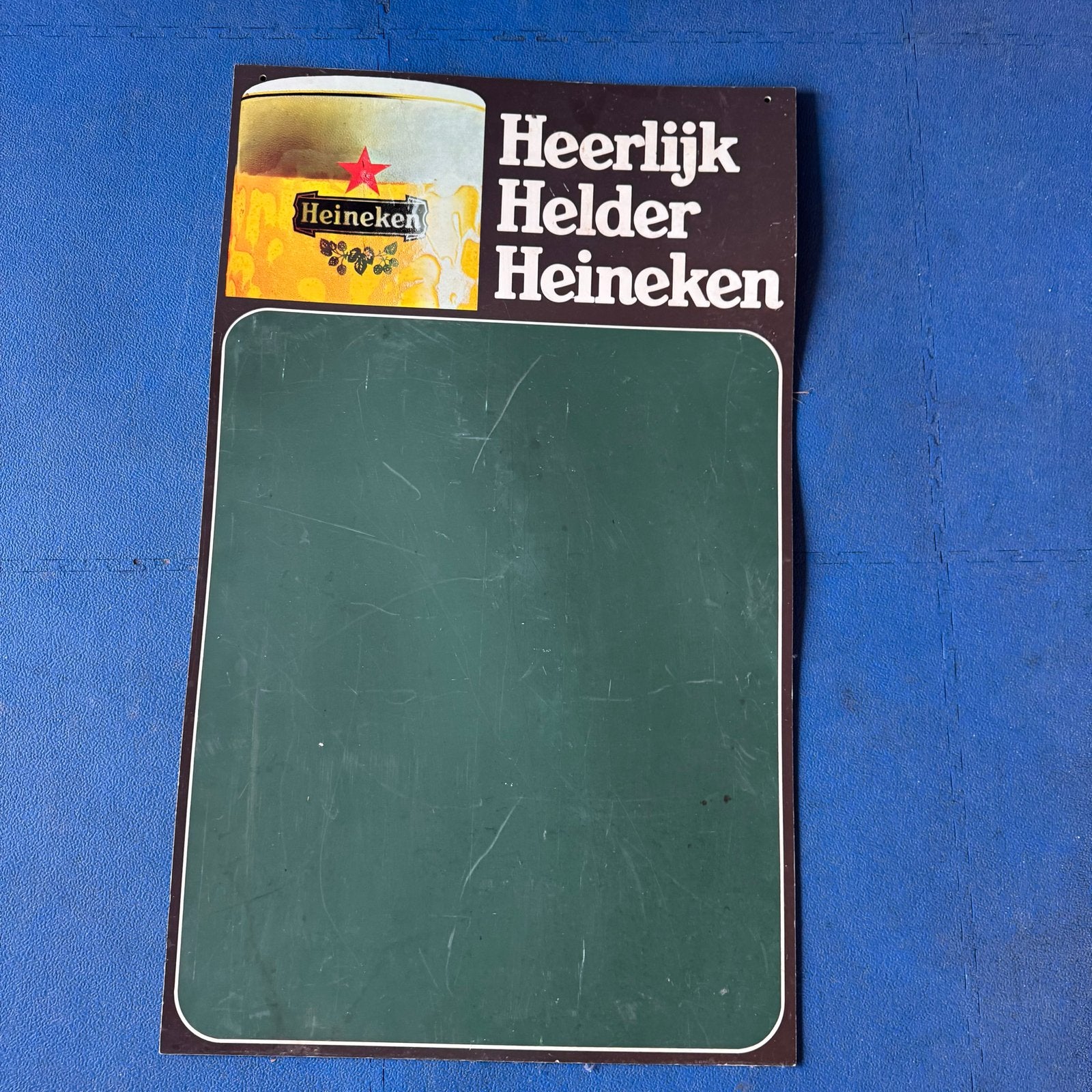 Vintage Heineken reclamebord - Heerlijk Helder Heineken, Ophalen, Gebruikt, Reclamebord