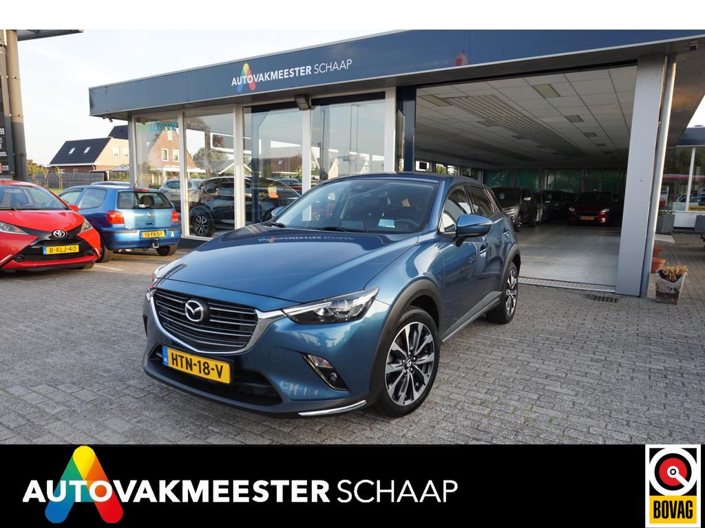 Mazda CX-3 2.0 SkyActiv-G 120 TS ,106dkm Incl 12 mnd bovag g, Auto's, 4 cilinders, Blauw, Leder en Stof, 122 pk