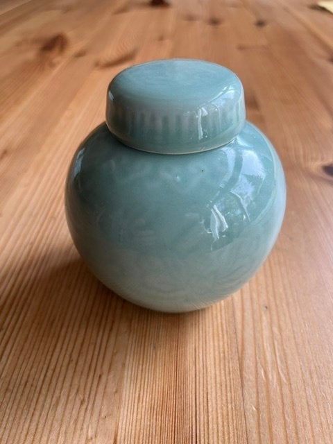 Celadon Gember Potje met deksel, Ophalen of Verzenden