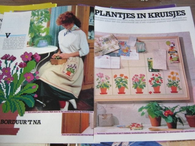 Borduurpatroon  Plantjes in pot   nr 1227, Verzenden, Nieuw, Handborduren, Patroon